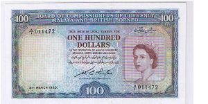 MALAYSIA-
 $100 Banknote