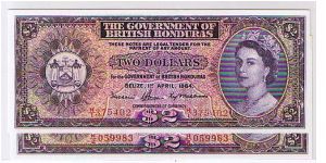GOVERNMENT OF BRITISH HONDURAS-
 $2.00 Banknote