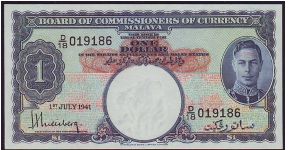 1941 Malaya $1 Banknote