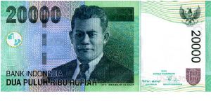 20000 Rupiah 
Green
Signatures: 
Burhanuddin Abdullah
R. Maulana Ibrahim
Oto Iskandar Di Nata
Cotton pickers
Wtmrk O I Di Nata Banknote