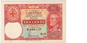 SARAWAK-
 10 CENTS UNIFACE Banknote