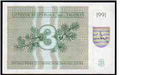 3 Talonas
Pk 33a Banknote