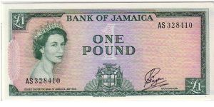 BANK OF JAMAICA-
 1 POUND Banknote