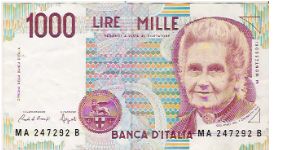 1000 LIRE

MA 247292 B Banknote