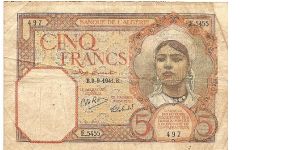 5 francs; 1941 Banknote