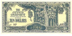 10 dollars; 1942

Japanese occupation note for use in Malaya Banknote