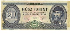 20 forint; October 12, 1962 Banknote