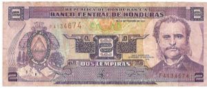 2 lempiras; September 18, 1997 Banknote