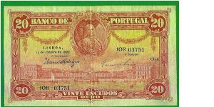 20 escudos 1925 EF
Marquês de Pombal,very rare in such condition Banknote