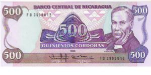 500 CORDOBAS

FB 3966612

P # 155 Banknote