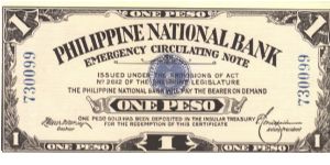 PI-42 Philippine National Bank 1 Peso note. Possible counterfeit. Banknote