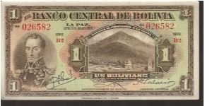 P118
1 Boliviano Banknote