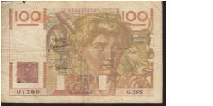 P128
100 francs
D) Sign. J. Cornnier and P.Gargam 29.6.1950-16.11.1950 Banknote