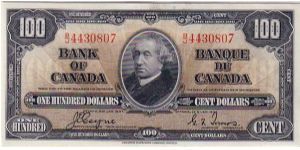 BANK OF CANADA
 $100 OUR PRIME MINISTER Banknote