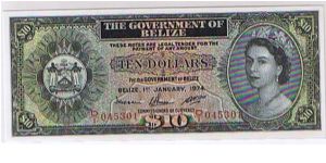 GOVERNMENT OF BELIZE- $10. Banknote