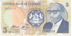 5 maloti; 1989 Banknote