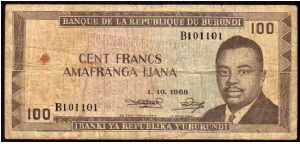 100 Francs__
Pk 23a__
01-10-1968
 Banknote
