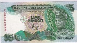 BANK OF MALAYSIA-
 $5 RIGGIT Banknote