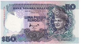 BANK OF MALAYSIA-
 $50 RIGGIT Banknote