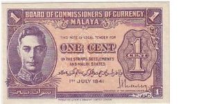 MALAYA- 1CENT
UNIFACE Banknote