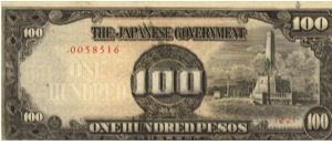 PI-112 Rare Philippine 100 Pesos note under Japan rule, low serial number in series, scarce plate number, 7 - 10. Banknote