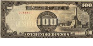 PI-112 Rare Philippine 100 Pesos note under Japan rule, low serial number in series, scarce plate number, 2 - 10. Banknote