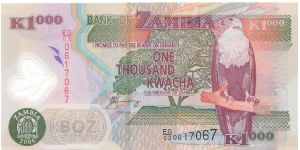 2006 BANK OF ZAMBIA 1000 KWACHA

**POLYMER NOTE**

P45e Banknote