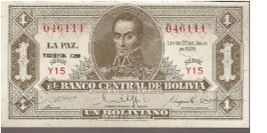 P128
1 Boliviano Banknote