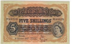 EAST AFRICAN CURRENCY BOARD-
 5 SHILLINGS Banknote