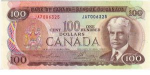 BANK OF CANADA-
 $100, Banknote