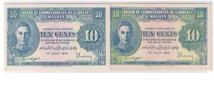 MALAYA-KGVI-10 CENTS Banknote