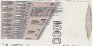 1000 LIRE

EB  368228  G

P # 109 A Banknote