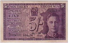SOUTHERN RHODESIA
 5/- Banknote