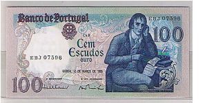 BANK OF PORTUGAL-
 100 ESCUDOS Banknote
