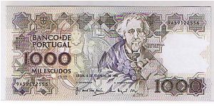 BANK OF PORTUGAL-
1000 ESCUDOS Banknote