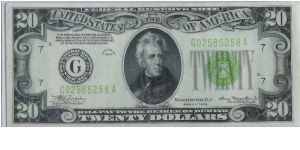 1934 $20 CHICAGO FRN  NOTE

**LIME GREEN SEAL** Banknote