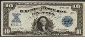 p54 1921 10 Peso PNB Circtulating Note Banknote
