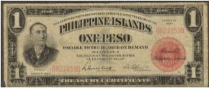 p68a 1924 1 Peso Treasury Certificate Banknote
