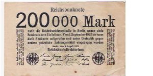 200,000 MARK

9.8.1923

P # 100 Banknote