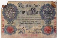 20 MARK

B-9961333

21.4.1910

P # 40 A Banknote