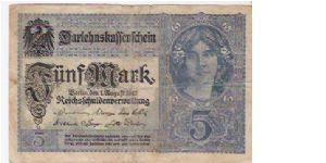 5 MARK

N-17335304

1.8.1917

P # 56 Banknote