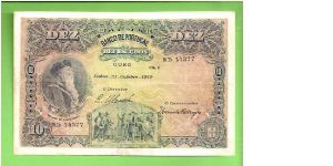 10 ESCUDOS 1919 AFONSO DE ALBUQUERQUE 162mmX105mm HUGE NOTE VERY RARE Banknote