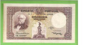 50 ESCUDOS 1932
DUQUE DE SALDANHA
BELA - EF /VERY RARE FOR CONDITION
18.11.1932
163mmX90mm Banknote