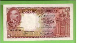 20 escudos 1940 EF
Mouzinho da Silveira 
a scarce note in this condition Banknote