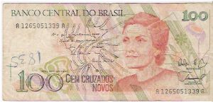 100 CRUZEIROS

SERIES # 1-6772

A 1265051339 A

P # 220 A Banknote