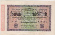 20,000 MARK

H-MN   696791

P # 85 D Banknote