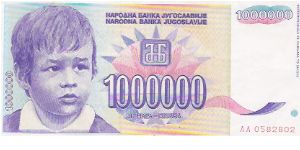 1,000,000 DINARA

AA 0582802 Banknote