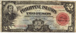 PI-74a Philippine Islands 2 Pesos note. Banknote