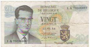 20 FRANCS

1 A 7910008

15.06.1964

P # 138 Banknote