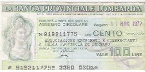 CREDIT NOTE

100 LIRE

No 919211775

11.3.1977 Banknote